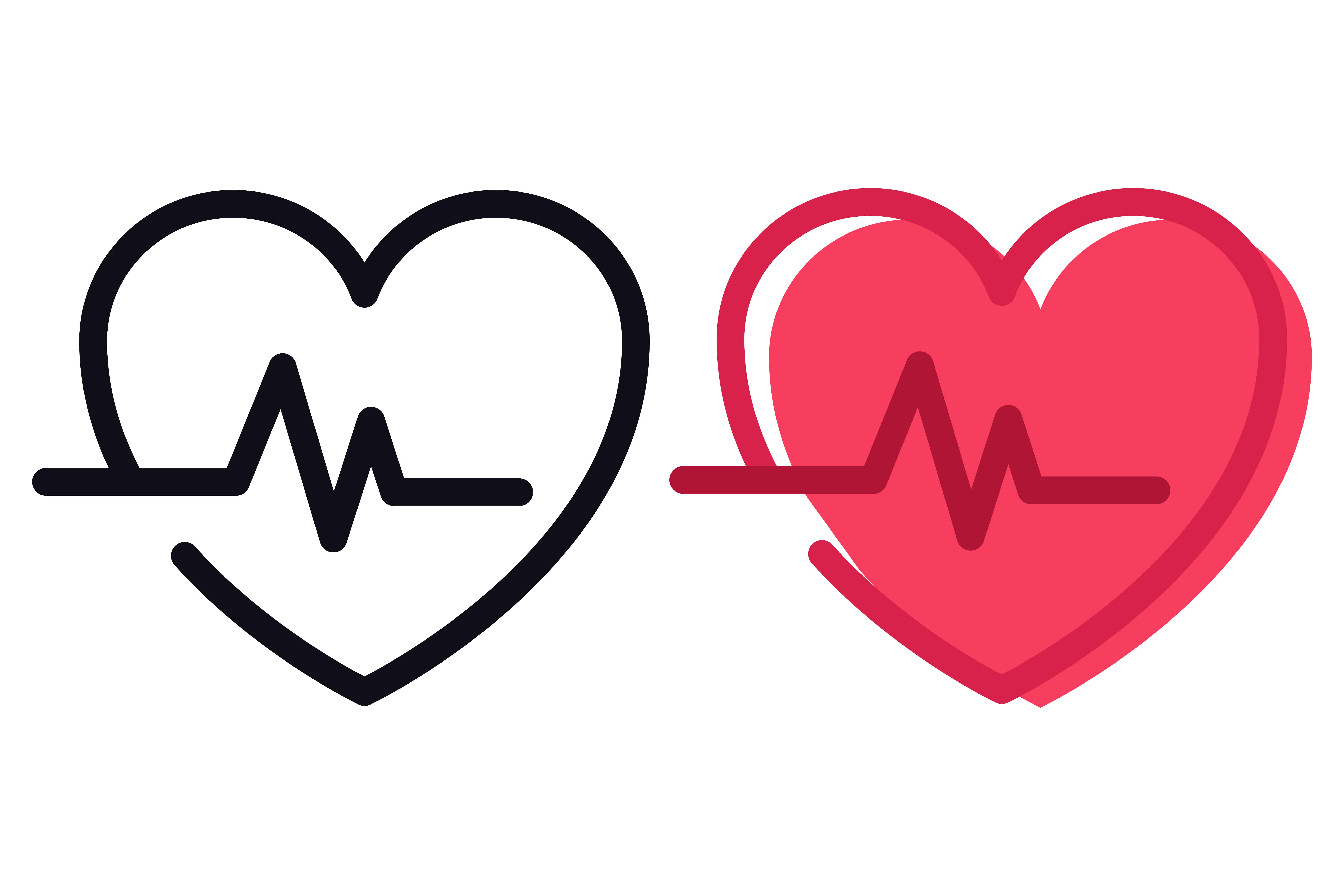 two_ecg_heartbeat_line_hearts